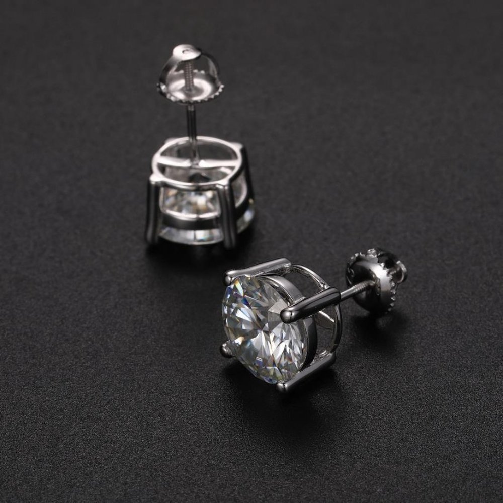 Certified 6ct. t.w. Moissanite Diamond Round Stud Earrings NEW A - Picture 3 of 12